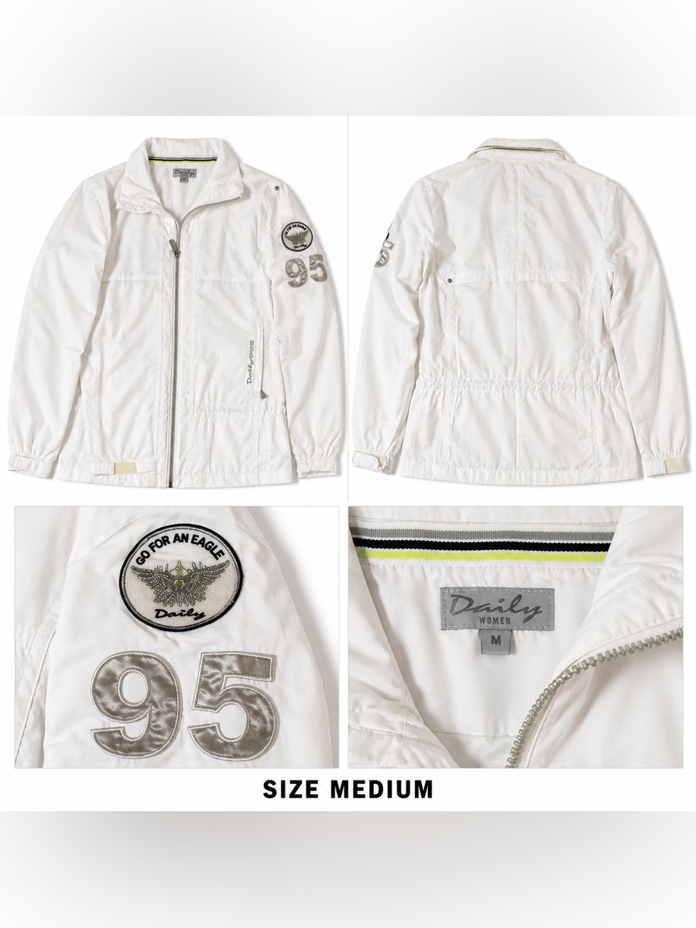 Women White Lightweight Windbreaker Jacket - Size M